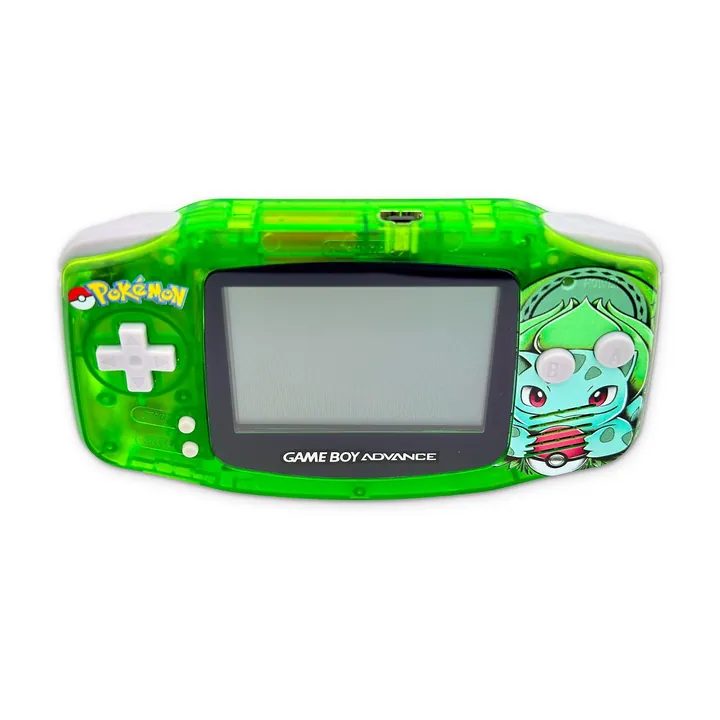 Nintendo Game Boy Advance GBA Custom Pokemon Bulbasaur Verde Trasparente Testata