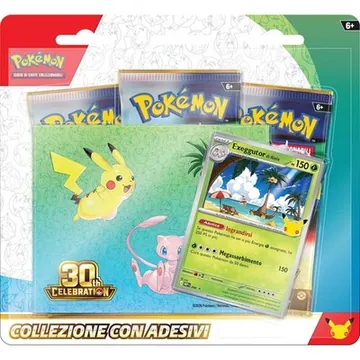 Pokémon 30° Anniversario Collezione Adesivi Exeggutor di Alola Promo 3 Buste ITA