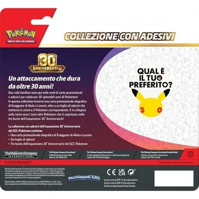 Pokémon 30° Anniversario Collezione Adesivi Lucario Promo 3 Buste ITA Sigillata — foto 2